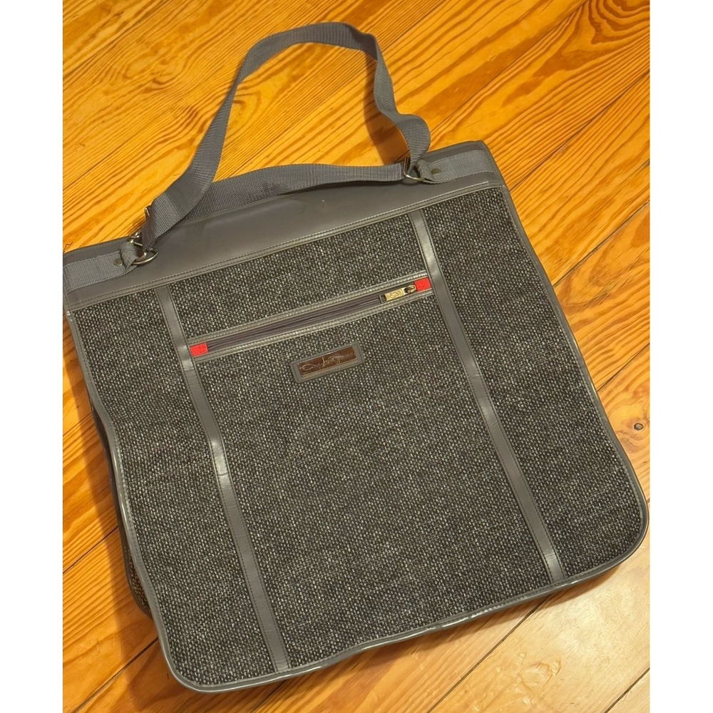 Vintageβ Oscar De La Renta Gray Folding Tweed Garment Bag Designer Luggage